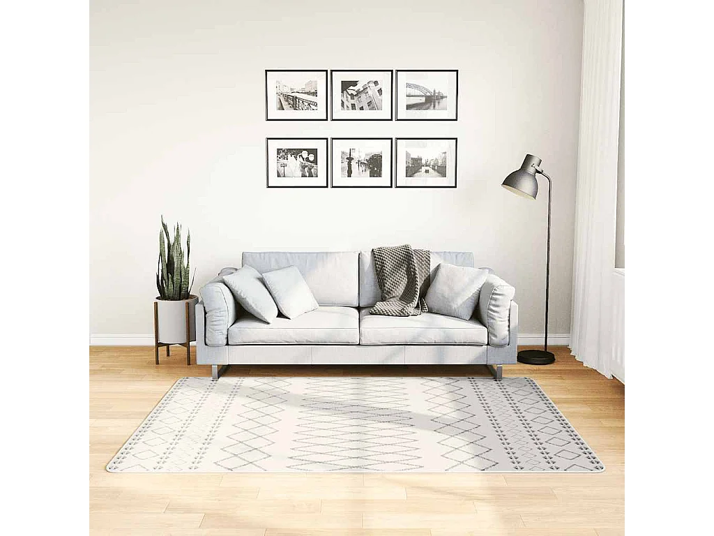 Elsje  Tappeto Lavabile 120x180 cm Nero e Bianco Antiscivolo