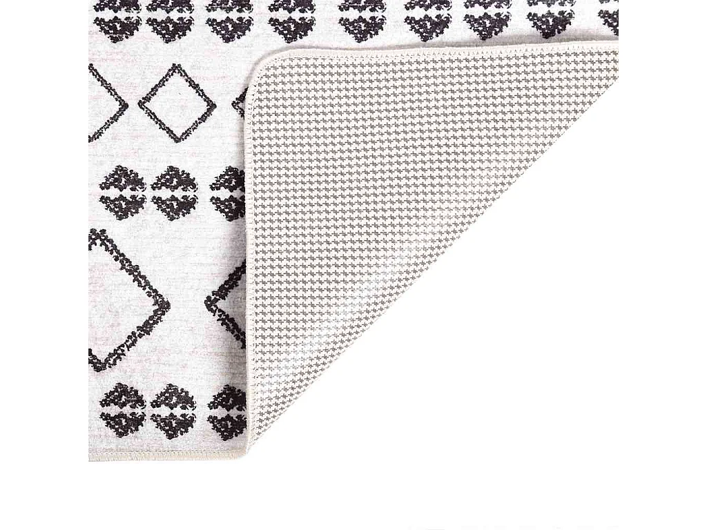 Elsje  Tappeto Lavabile 120x180 cm Nero e Bianco Antiscivolo