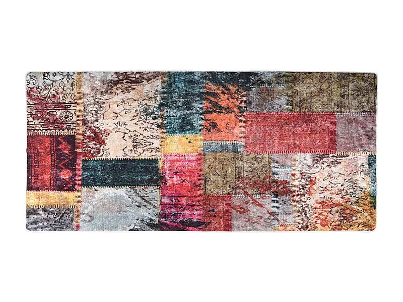 Elsje  Tapis lavable antidérapant Patchwork 80x300 cm Multicolore