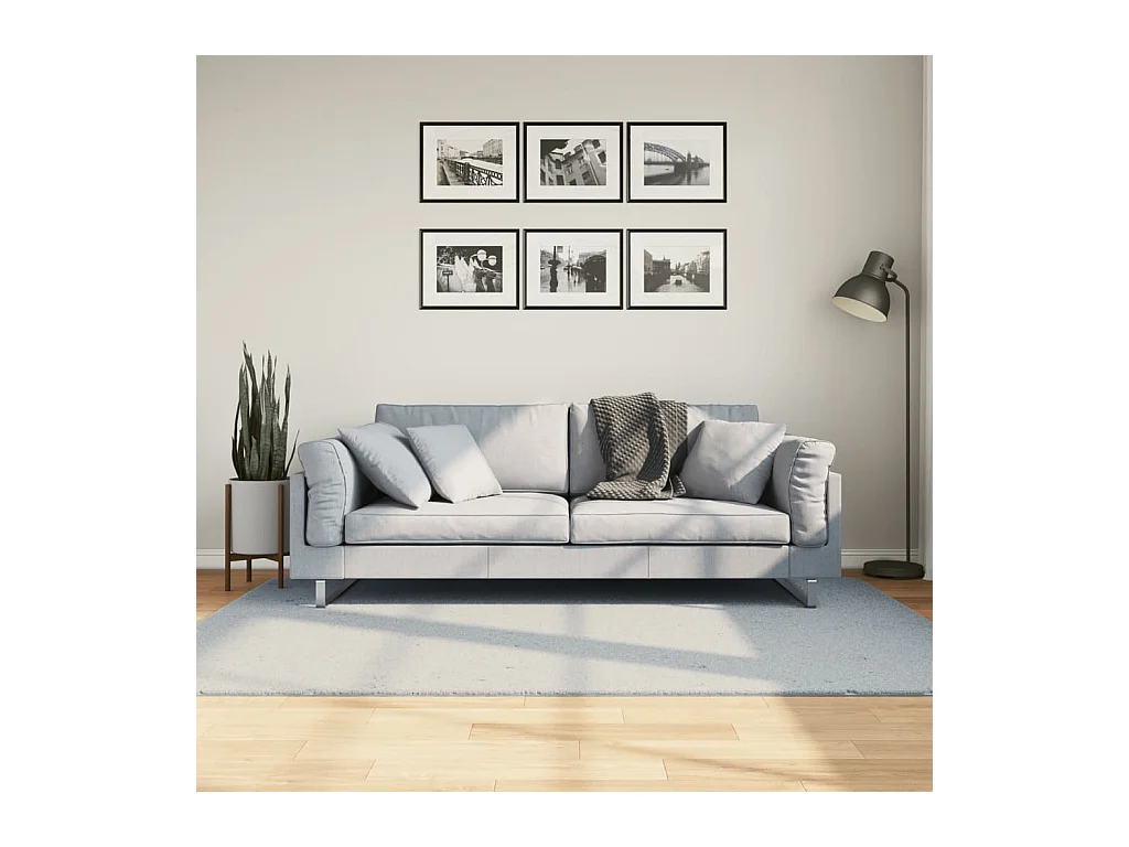 Hester  Tapis HUARTE à poils courts doux et lavable bleu 140x200 cm