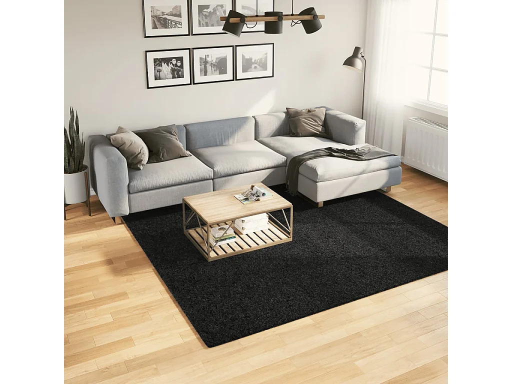 Sinto  Tapis OVIEDO à poils courts noir 240x240 cm