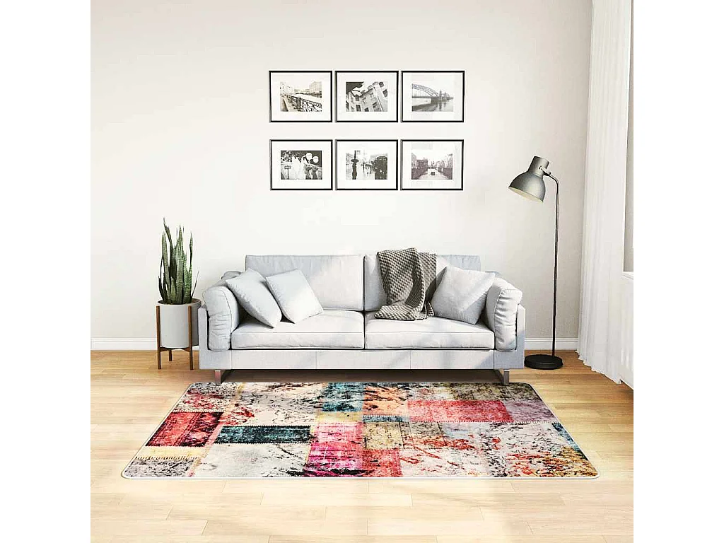 Elsje  Tapis lavable patchwork multicolore 120x170 cm antidérapant