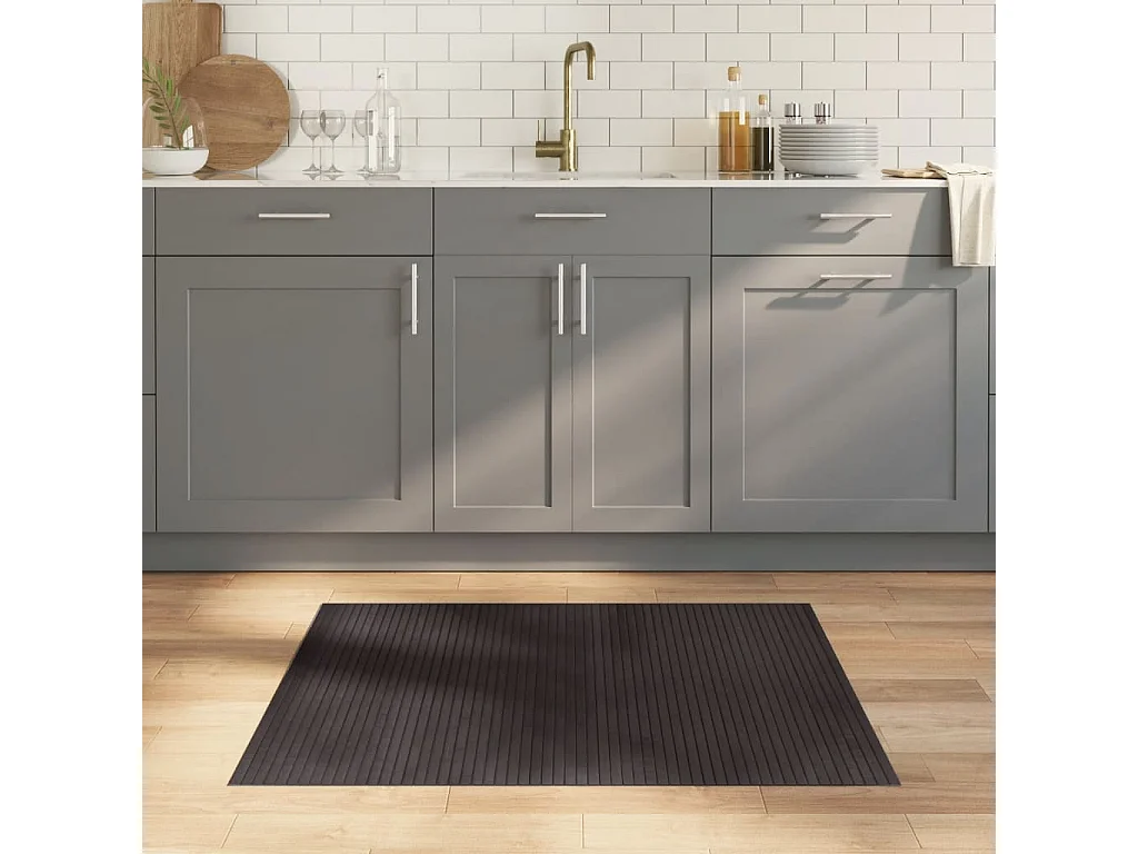 Wakil  Tapis rectangulaire marron foncé 80x100 cm bambou