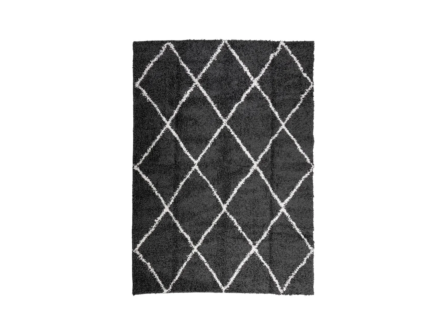Vito  Tapis shaggy à poils longs moderne noir et crème 200x280 cm