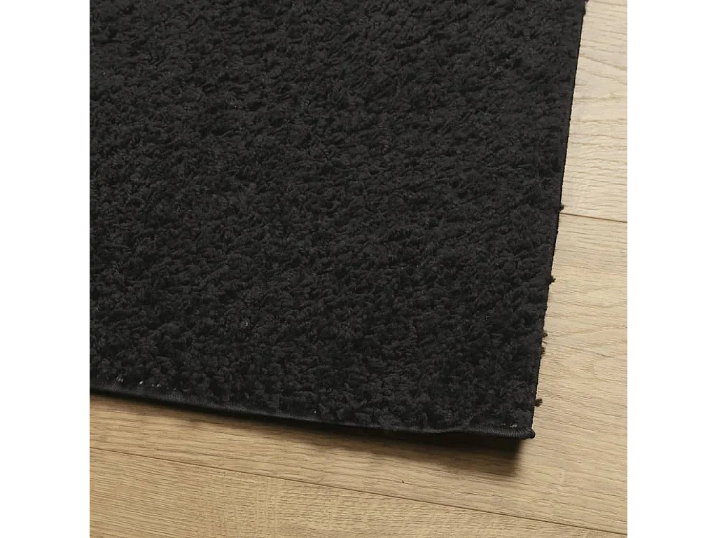 Vito  Tapis shaggy PAMPLONA poils longs moderne noir 80x250 cm