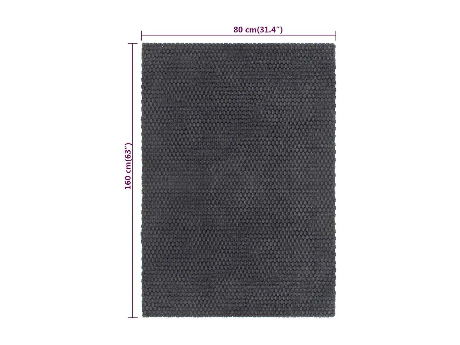 Jochem  Tapis rectangulaire Anthracite 80x160 cm Coton