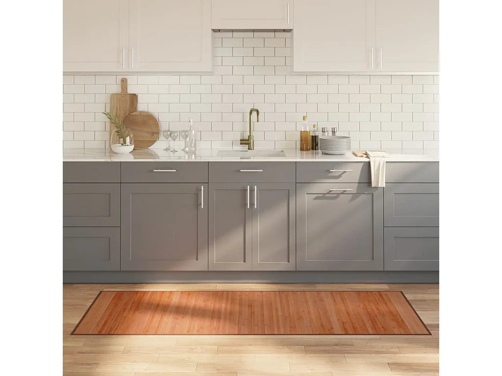 Senad  Teppich Rechteckig Braun 70x200 cm Bambus