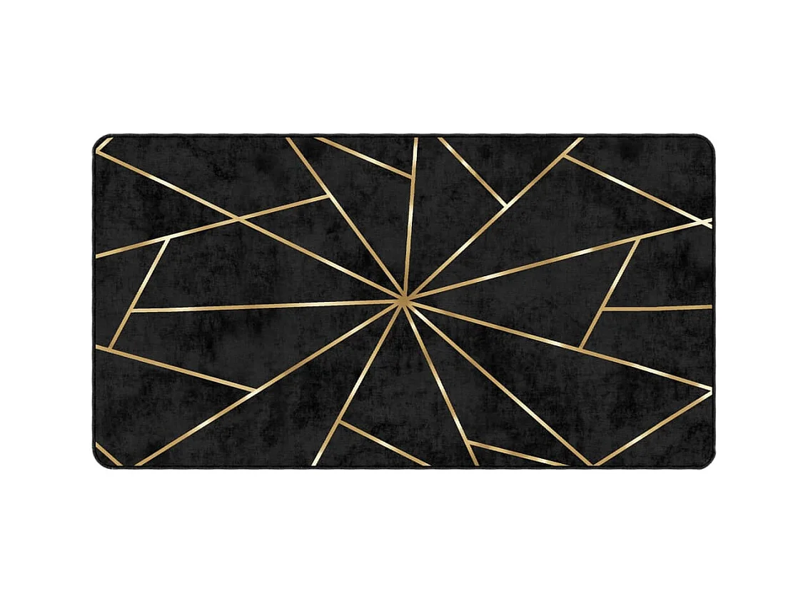 Elsje  Tapis lavable noir et doré 80x150 cm antidérapant