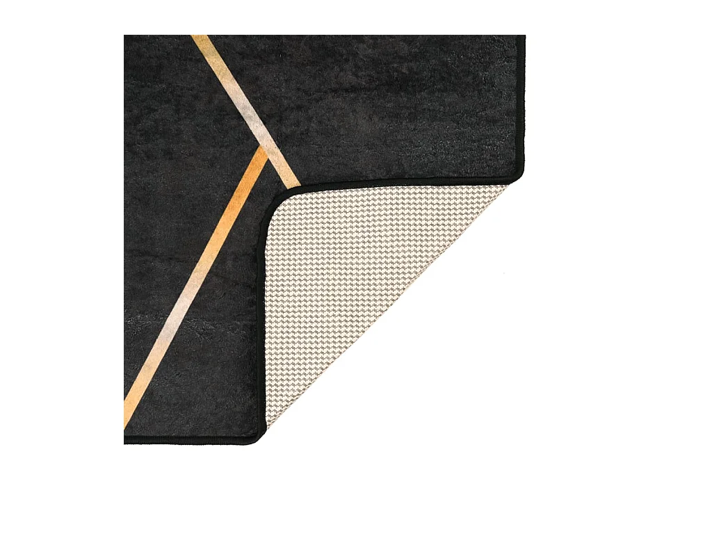 Elsje  Teppich Waschbar Schwarz und Golden 80x150 cm Rutschfest
