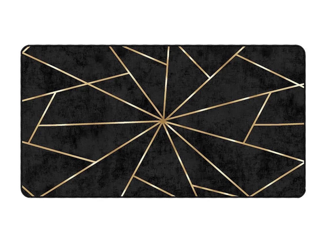 Elsje  Tapis lavable noir et doré 80x150 cm antidérapant