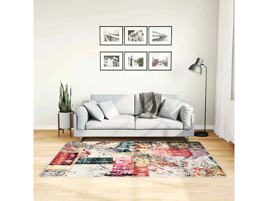 Elsje  Tappeto Lavabile Patchwork 120x180 cm Multicolore Antiscivolo