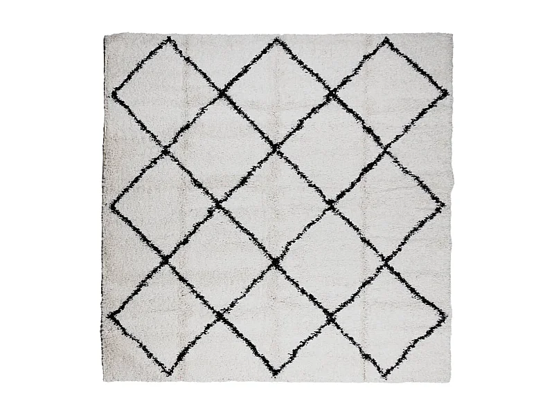 Vito  Tapis shaggy à poils longs moderne crème et noir 160x160 cm