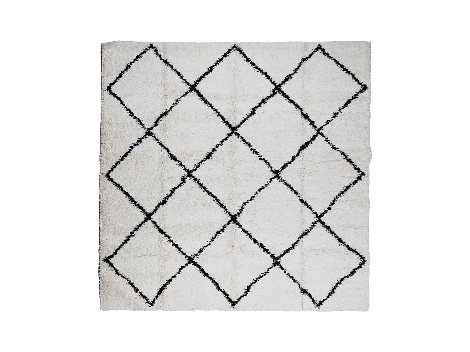 Vito  Tapis shaggy à poils longs moderne crème et noir 160x160 cm