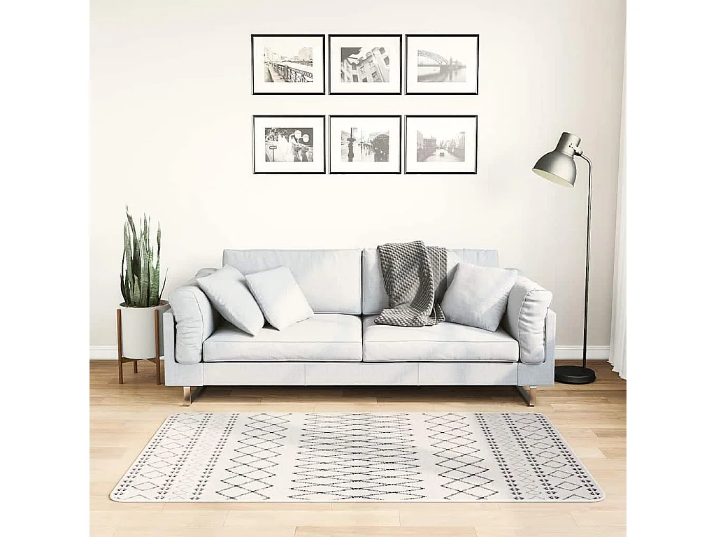 Elsje  Vloerkleed wasbaar anti-slip 80x150 cm zwart en wit