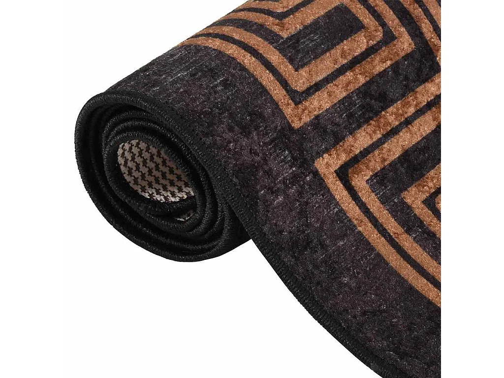 Elsje  Vloerkleed wasbaar anti-slip 120x180 cm zwart en goudkleurig