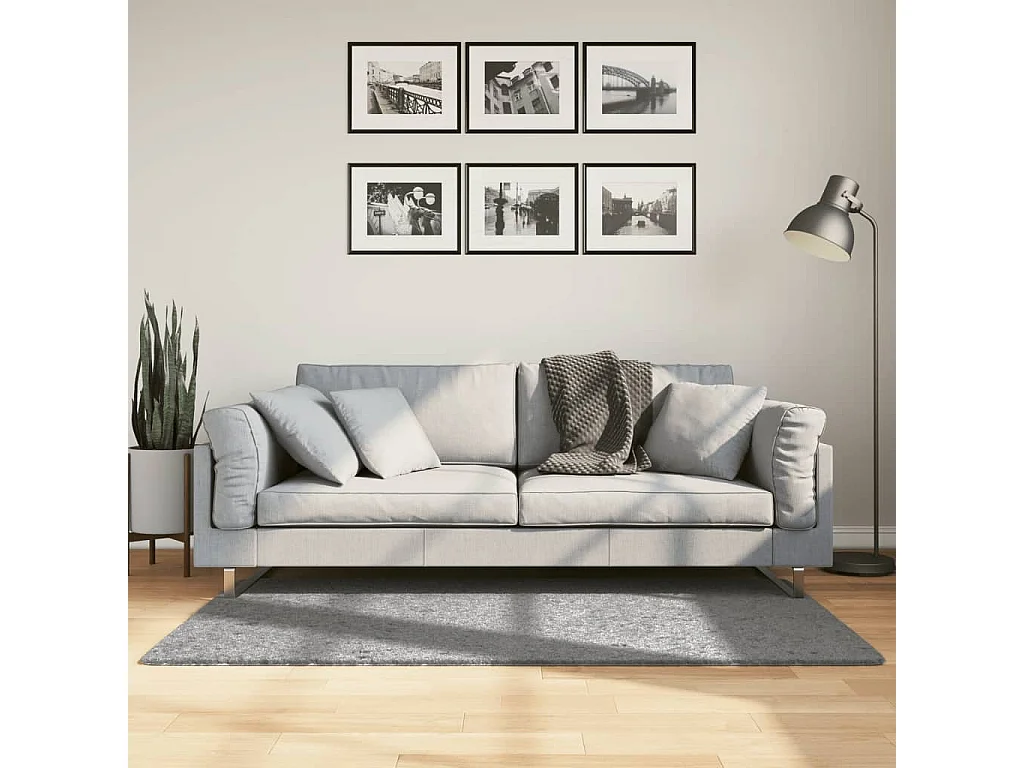 Vito  Alfombra peluda de pelo largo moderna PAMPLONA gris 80x150 cm