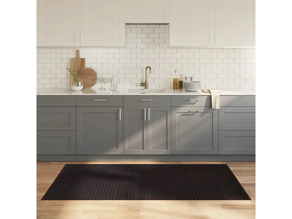 Senad  Tapis rectangulaire marron foncé 100x200 cm bambou