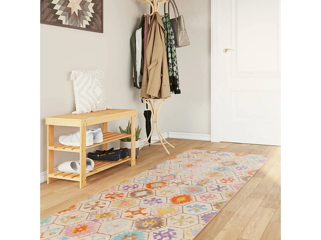 Elsje  Vloerkleed wasbaar anti-slip 80x300 cm meerkleurig