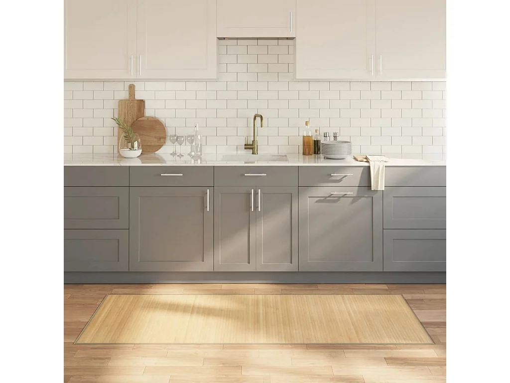 Senad  Alfombra rectangular bambú color natural claro 80x200 cm