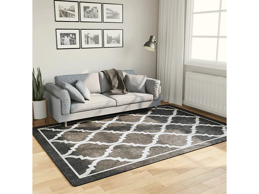 Elsje  Tapis lavable noir et blanc 160x230 cm antidérapant