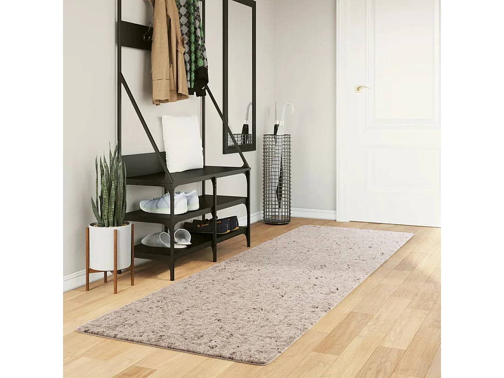 Vito  Vloerkleed PAMPLONA shaggy hoogpolig modern 80x250 cm beige