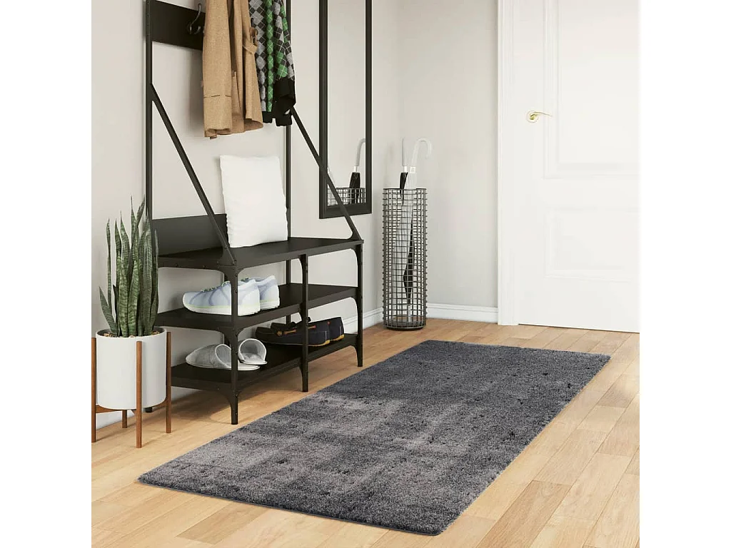 Hester  Tapis HUARTE à poils courts doux et lavable anthracite 80x200cm