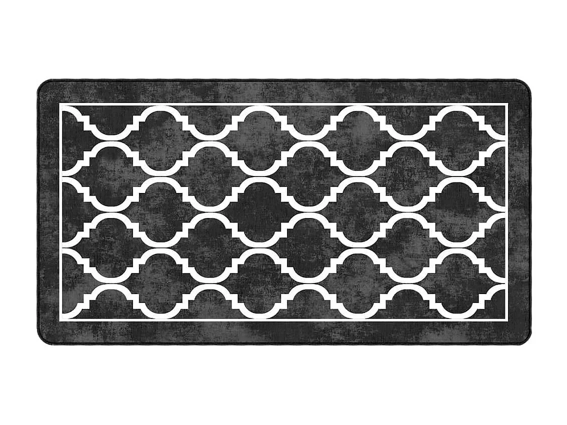 Elsje  Alfombra lavable antideslizante negro y blanco 80x150 cm