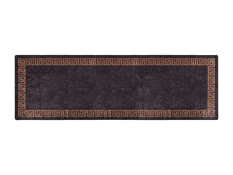Elsje  Tapis lavable antidérapant 80x300 cm Noir et doré