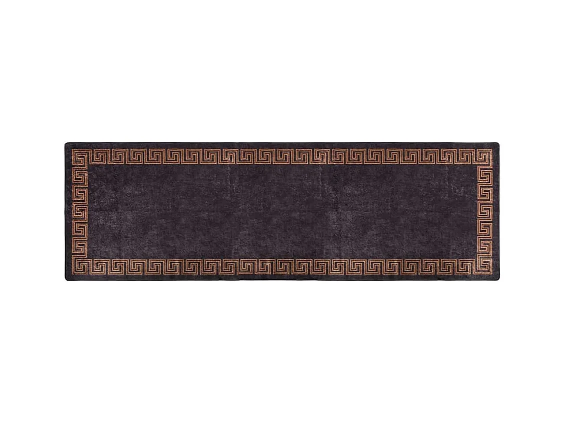 Elsje  Tapis lavable antidérapant 80x300 cm Noir et doré