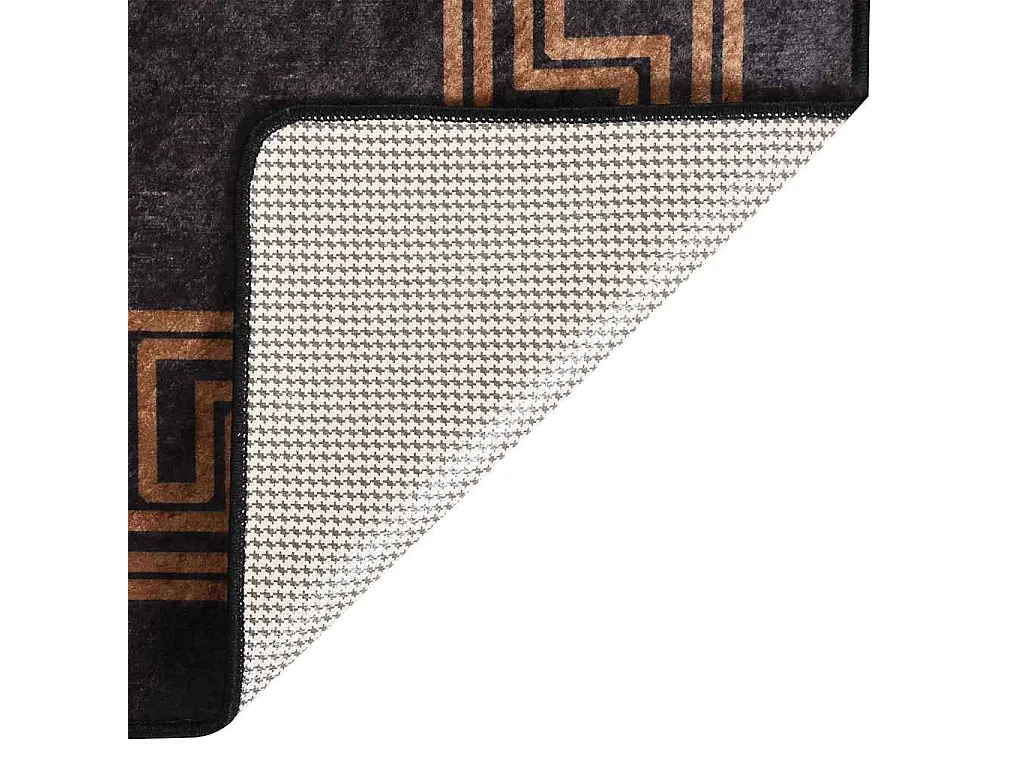 Elsje  Tapis lavable antidérapant 80x300 cm Noir et doré