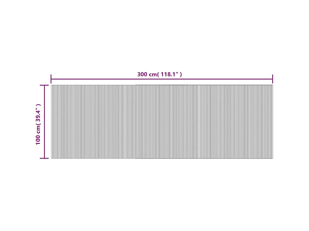 Wakil  Tapis rectangulaire gris 100x300 cm bambou