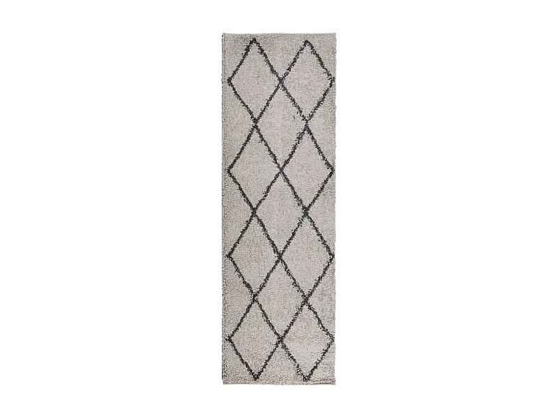 Vito  Tapis shaggy à poils longs moderne beige anthracite 80x250 cm