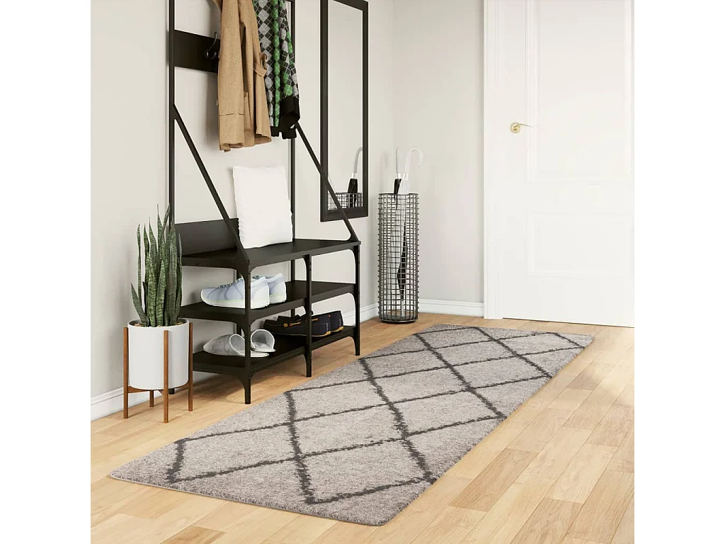 Vito  Vloerkleed PAMPLONA shaggy hoogpolig 80x250 cm beige antraciet