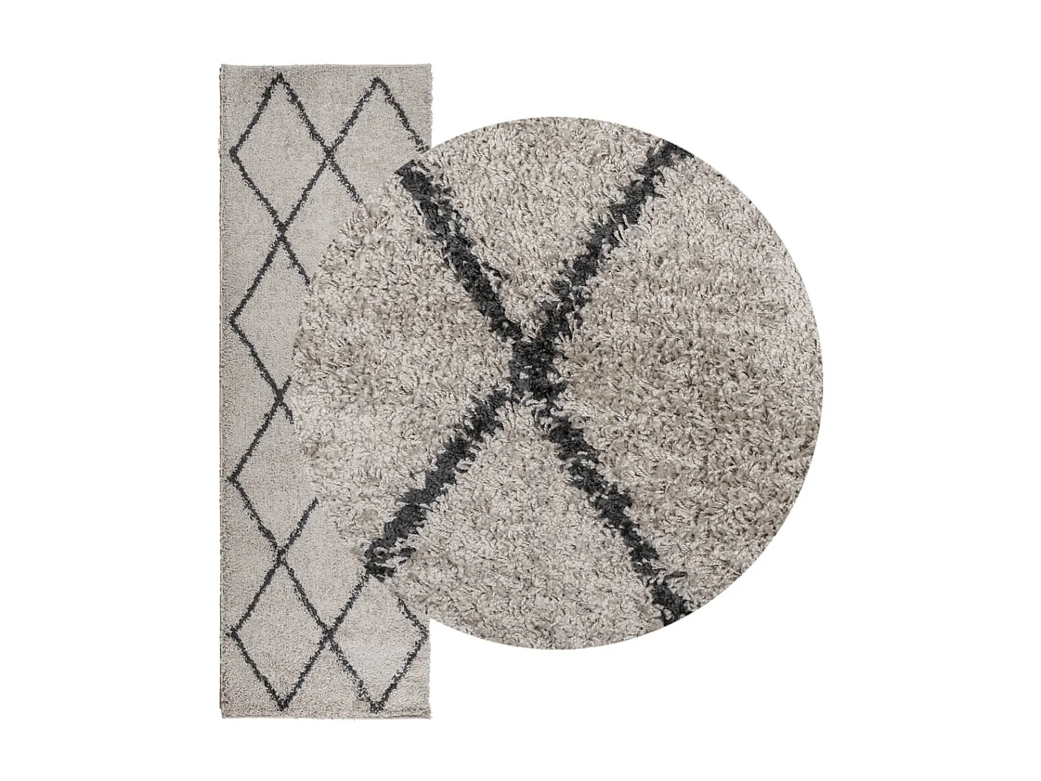 Vito  Vloerkleed PAMPLONA shaggy hoogpolig 80x250 cm beige antraciet