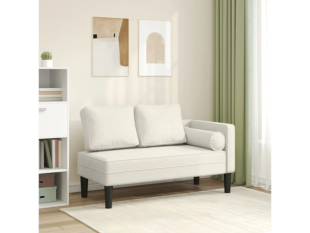 Clonlusk  Chaise longue met kussens fluweel crèmekleurig