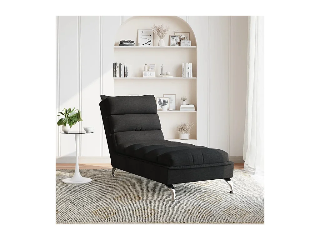 Saumur  Chaise longue avec coussins noir tissu