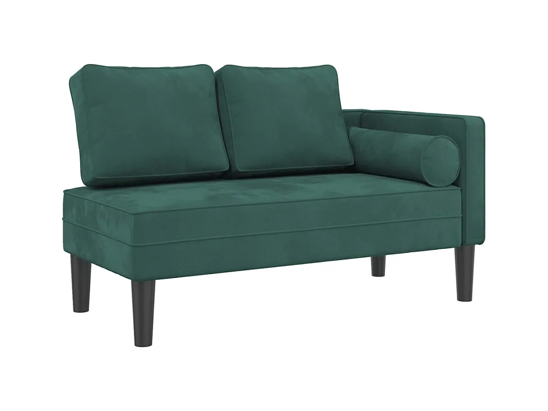 Clonlusk  Chaise longue avec coussins vert foncé velours