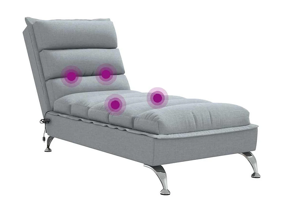 Saumur  Massage-Chaiselongue mit Kissen Hellgrau Stoff