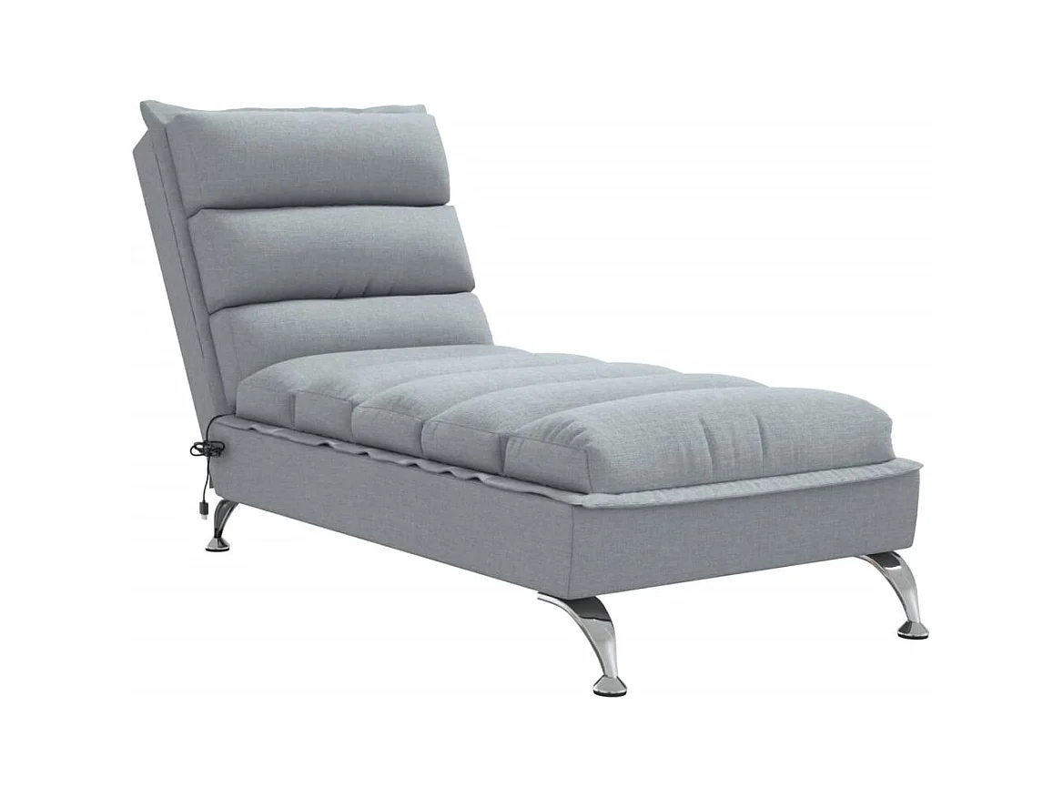Saumur  Chaise longue de massage avec coussins gris clair tissu