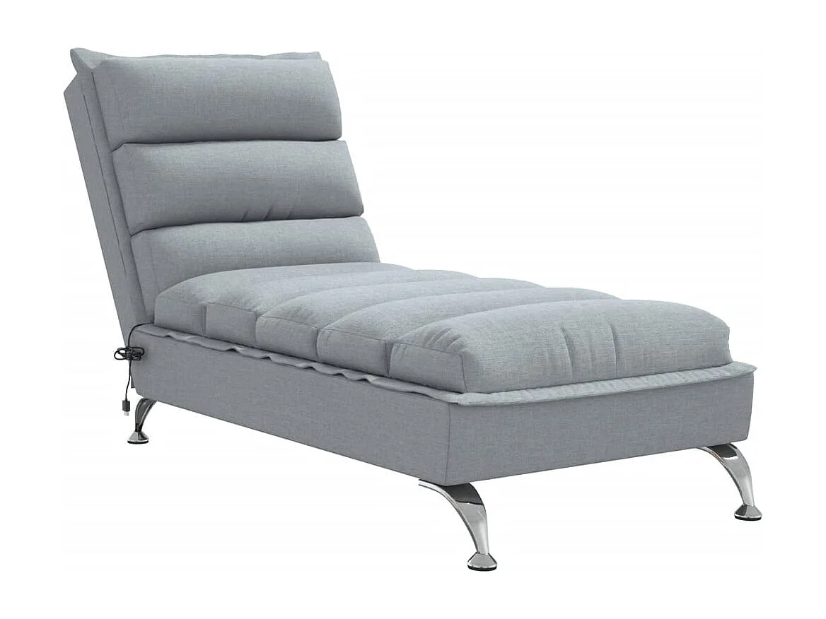 Saumur  Chaise longue de massage avec coussins gris clair tissu