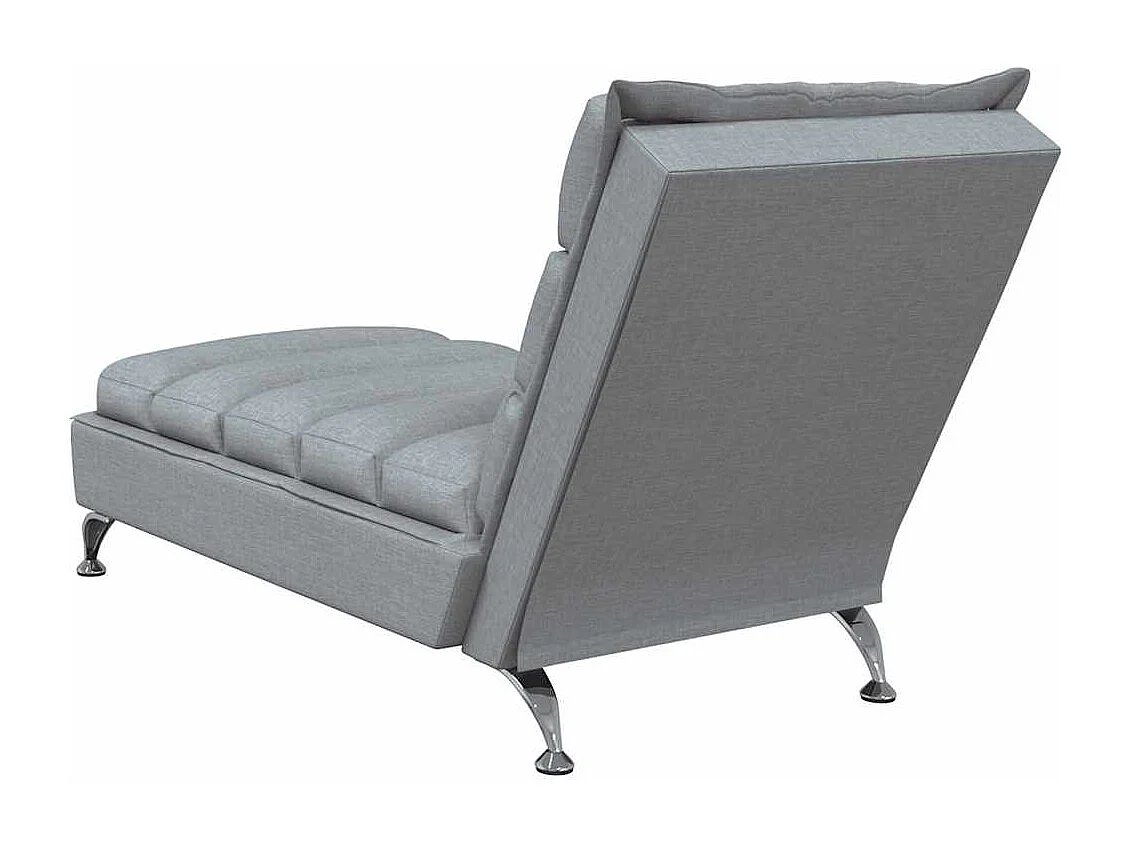 Saumur  Chaise longue de massage avec coussins gris clair tissu