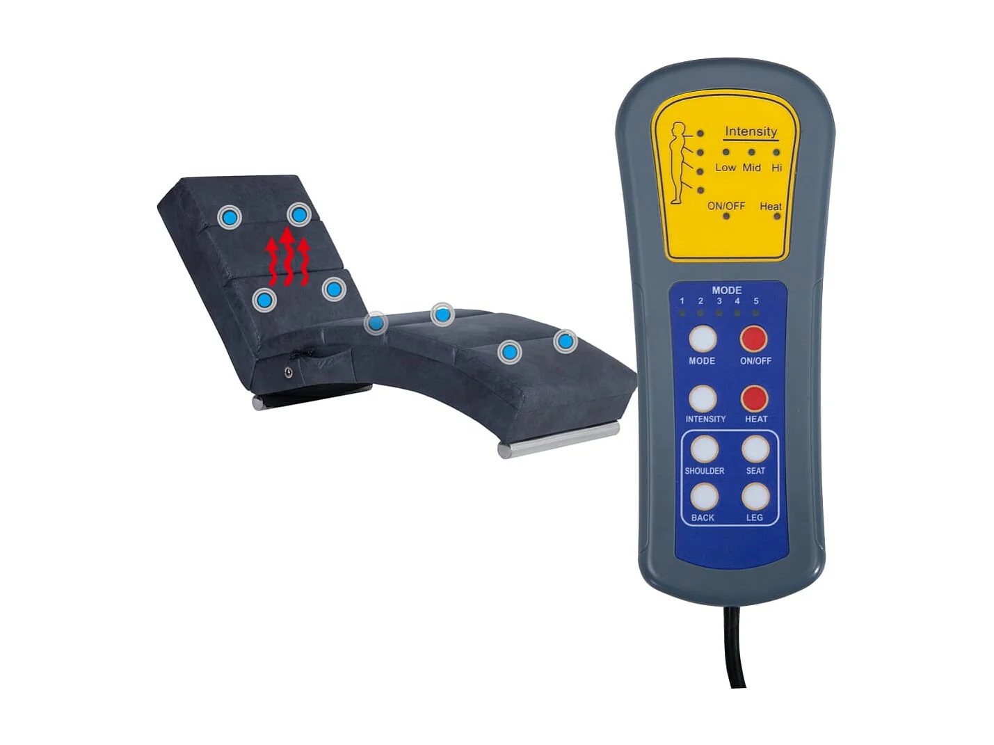 Puttershoek  Massage Chaiselongue Grau Wildleder-Optik