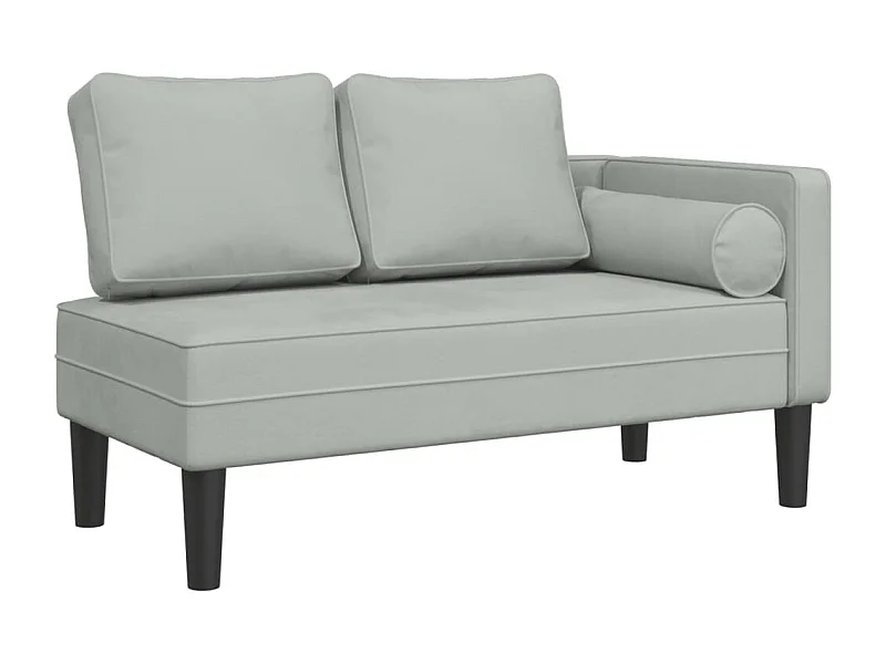 Clonlusk  Chaiselongue mit Kissen Hellgrau Samt