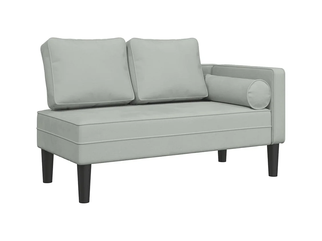 Clonlusk  Chaise longue avec coussins gris clair velours