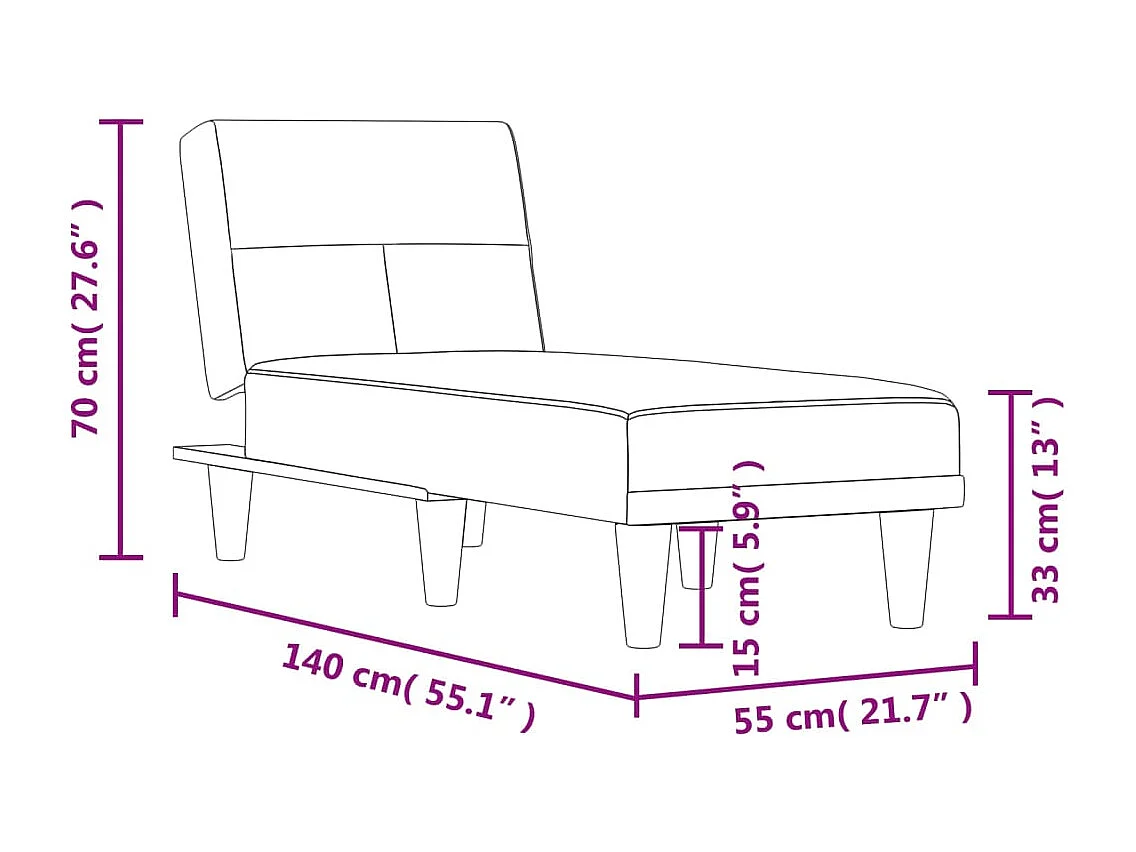 Skonja  Chaise longue stof donkergrijs