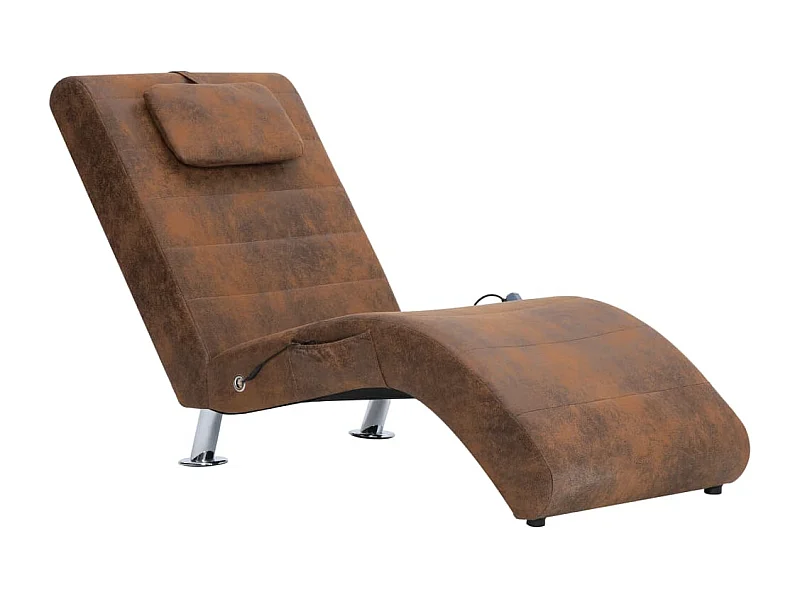 Blytheville  Chaise longue de massage avec oreiller Marron Similicuir daim