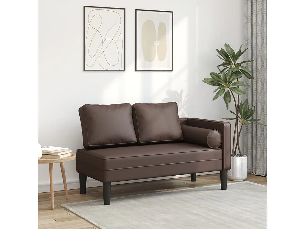 Chadron  Chaise longue avec coussins marron similicuir