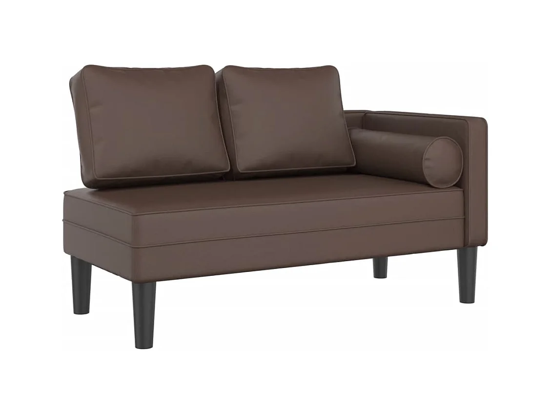 Chadron  Chaise longue met kussens kunstleer bruin