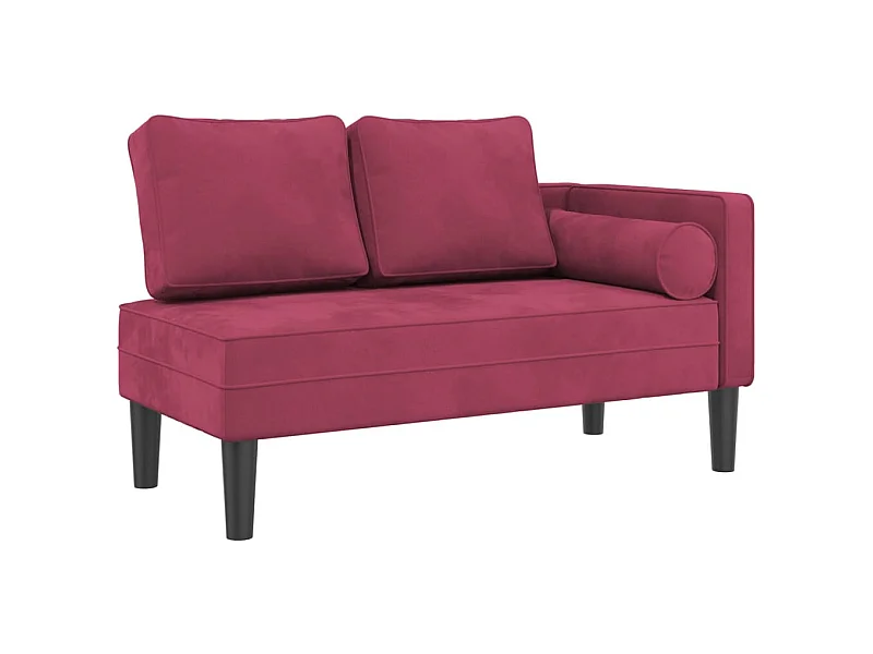 Clonlusk  Chaise longue met kussens fluweel wijnrood