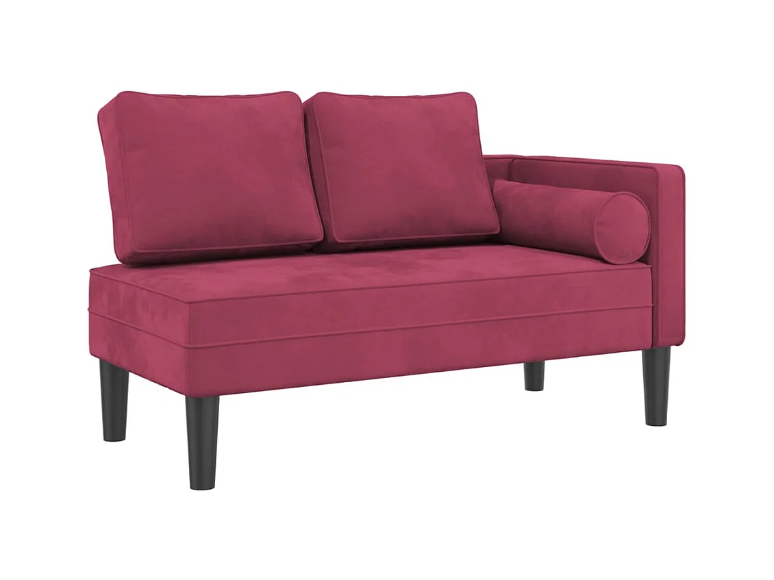 Clonlusk  Chaise longue avec coussins rouge bordeaux velours